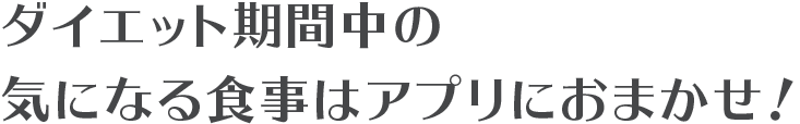 ダイエット期間中のお食事サポートも充実！